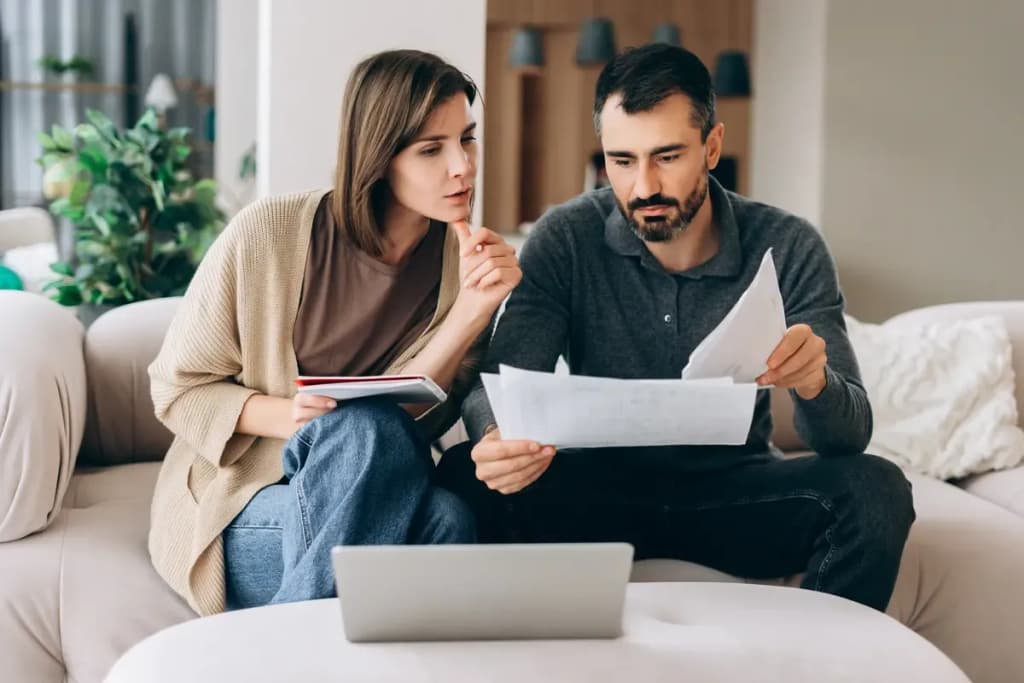Couple entrain de gérer des tâches administratives