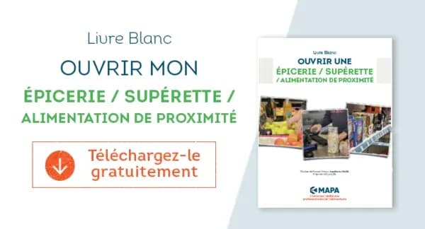 couverture du livre blanc ouvrir une épicerie supérette et bouton télécharger gratuitement