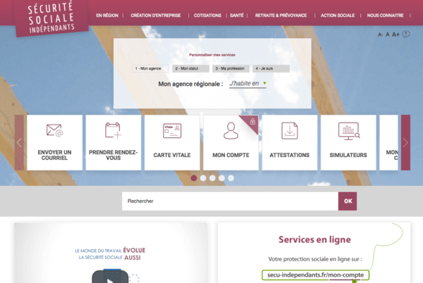 Capture d'écran du site www.secu-independants.fr