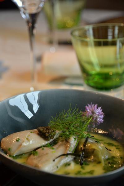 Plat gastronomique à l'Auberge de la diligence