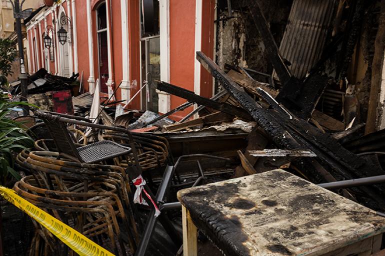 restaurant ayant brulé dans un incendie