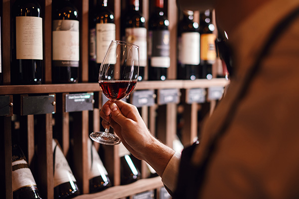 Dégustation d'un vin dans une cave