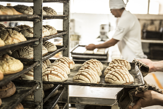 Pain sur une échelle boulangerie