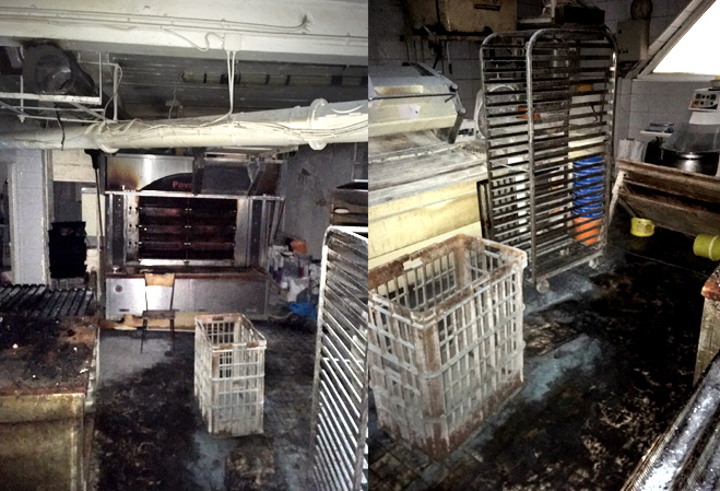 La boulangerie de Yoann Le Roux à Prat-Ledan après l'incendie du four
